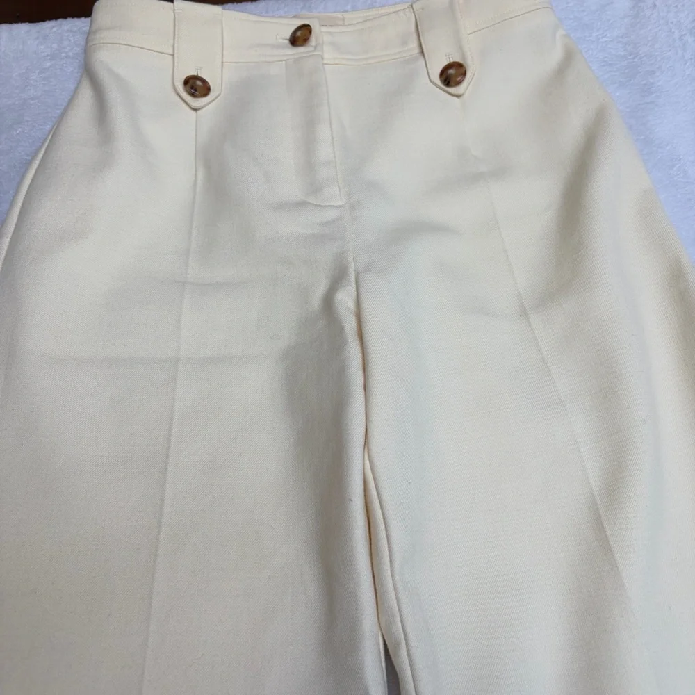 Sezane Yves Trousers Ecru Cream Sz 38 US 6 Wide Leg Long Pant Wool Blend READ - Picture 9 of 16